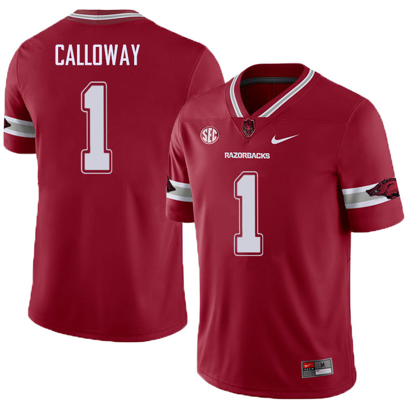Men #1 Chevin Calloway Arkansas Razorback College Football Alternate Jerseys Sale-Cardinal